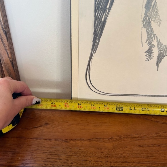 Original portrait, pencil M Keller 1973 drawing on board Mcm retro vintage - Picture 6 of 17